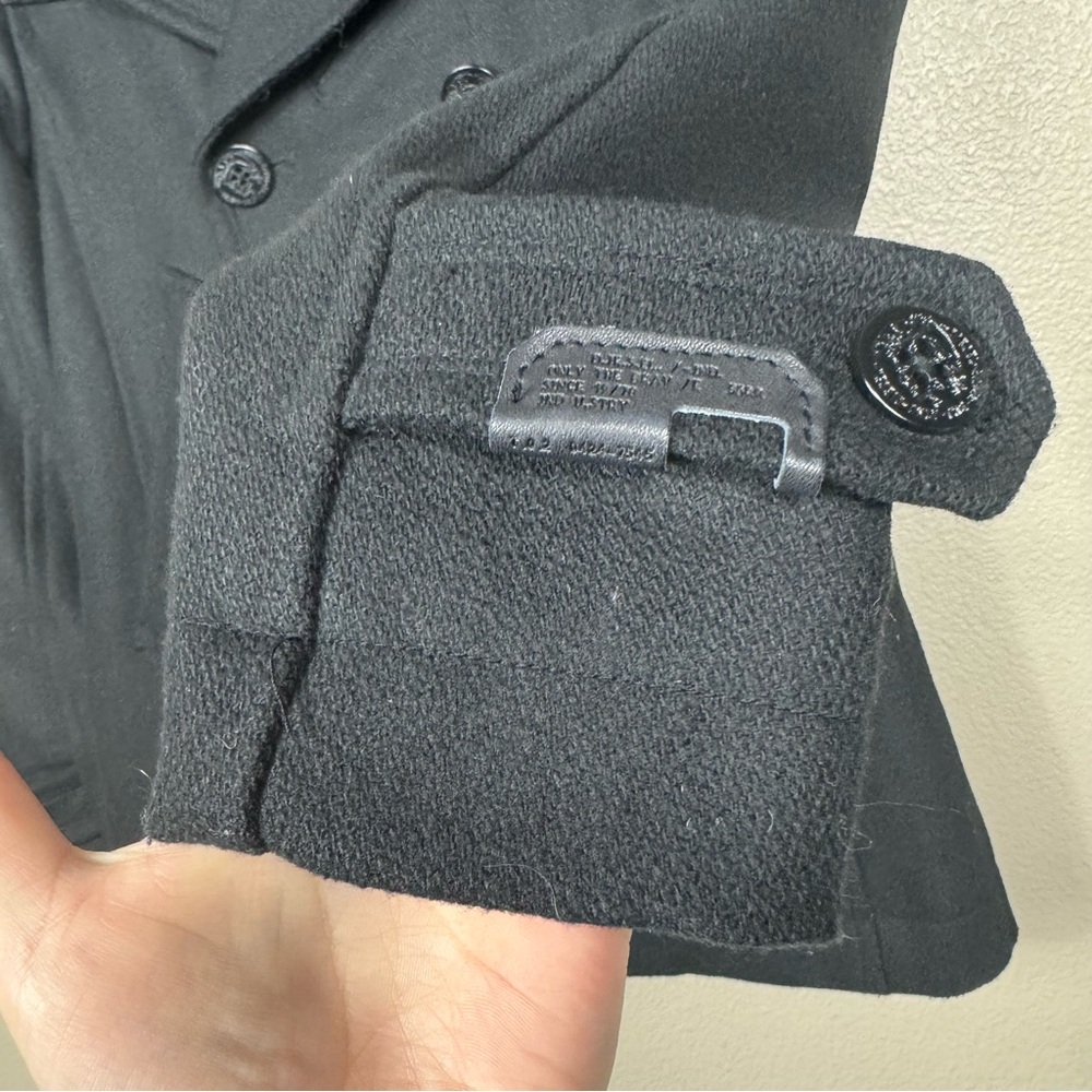 Diesel Wittor Trim‎ Fit Black Peacoat Coat Double Breasted Black Mens small H - Picture 7 of 13
